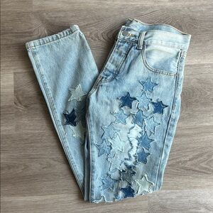 Star Embellished Light Blue Jeans